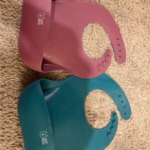 Bumkins Silicone Bibs for Kids - Teal & Mauve - Pack of 2